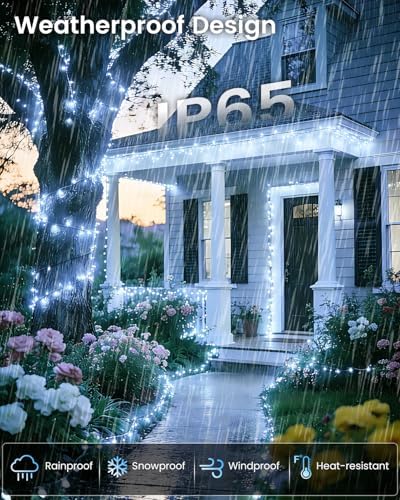 OZS 6 Pack 480 LED Solar String Lights Outdoor Waterproof, Cool White