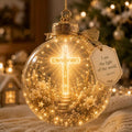Illuminated Scripture Keepsake Ornament, Lighted Hanging Decoration with Bible Verse, Religious Themed Holiday Ornament, Transparant Ball with 2D Flat Sheet for Christmas Tree Home Display，A