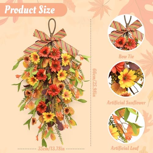 Fall Swag Wreaths for Front Door Decor, Fall Porch Decorations for Home