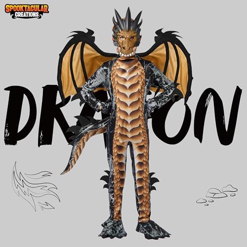 Spooktacular Creations Halloween Kid Dragon Costume, Boys Dragon Wings, Tail and Mask Set for Halloween Dress Up