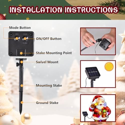 28x40 Lighted Christmas Santa Garden Flag, 8 Modes Solar LED