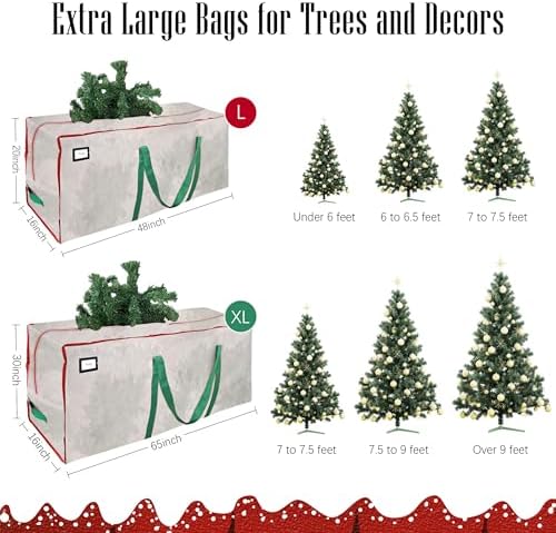 Cosy Family 7.5 ft Christmas Tree Storage Bag - Durable Heavy Duty Extra Large Artificial Xmas Holiday Tree Bag with Reinforced Handles and Dual Zippers Wide Opening - Clear