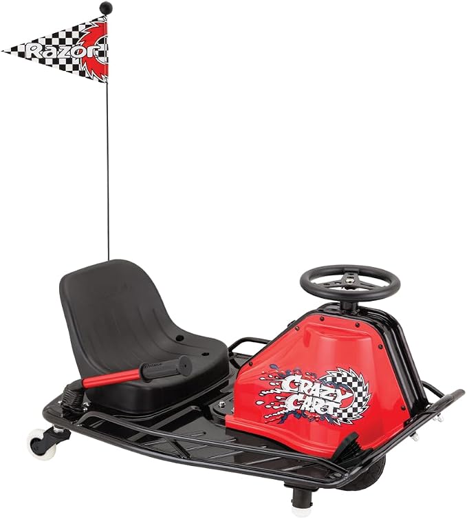 Razor Crazy Cart Sport - 24V Electric Drifting Go Kart, Variable Speed, Up to 12 mph, Up To 40 Minutes of Continuous Use, Drift Bar for Controlled Drifts, Ages 9+