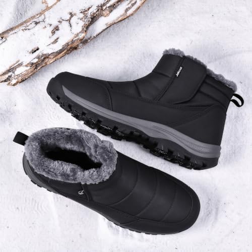Jakcuz Plus Size Men's Water Resistant Winter Snow Boots with Warm Faux Fur