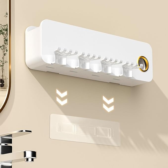 Toothbrush Rack Toothbrush Rack Free Punching Wall-Mounted Mouthwash Cup Brush Color Tooth Cup Wall-Mounted Bathroom Shelf Family Rack Bathroom Toothbrush Holder