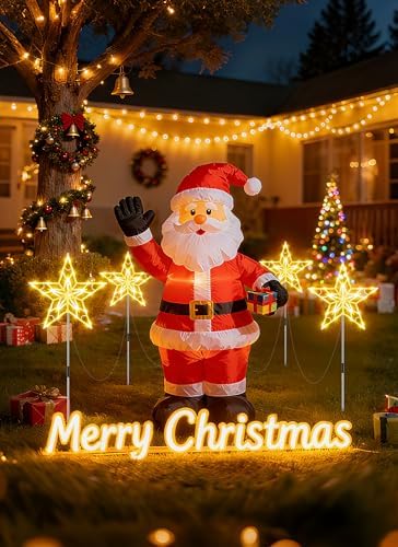 Brightown Pathway Lights Outdoor Christmas Decorations, Set of 10 Large Waterproof Stake Decorative Light for Outside Sidewalk Yard Lawn Path Walkway Driveway Marker Stake, Warm White