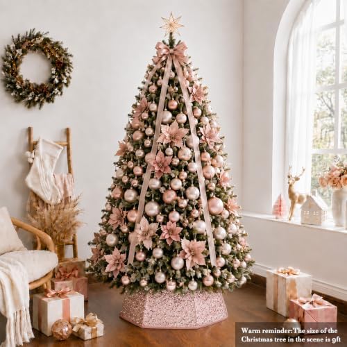 Christmas Tree Collar, 39 inch Sequin Tree Skirt Stand Base Cover for Home Decor (Rose Gold, X-Large)