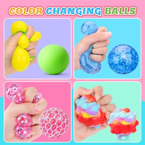 Stress Balls 4 Pack for Adults and Kids, Squeeze Squishy Fidget Toys