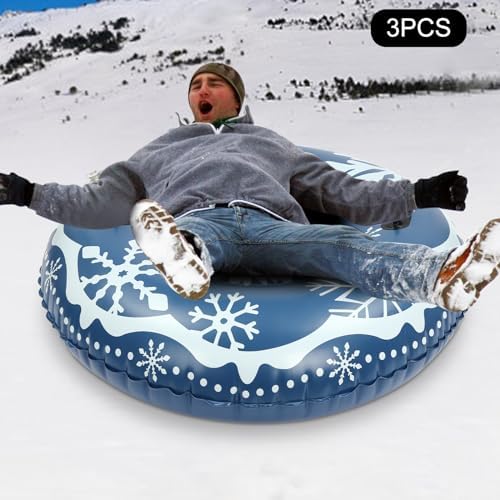 3pcs Comfortable Snow Sleds PVC Ski Circle Lawn Inflatable Sled 121.9cm/48inch