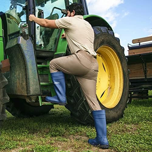 HISEA Men's Steel-Toe Rain Boots, Rubber Boots Waterproof Slip Resistant