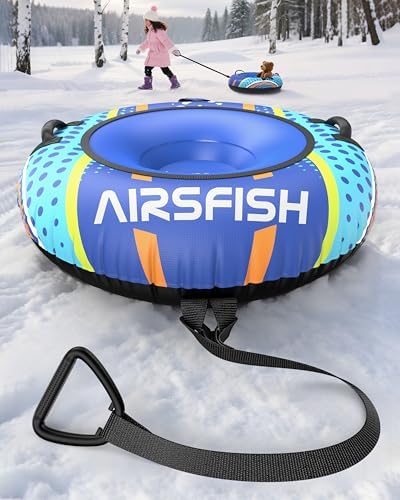 49" Snow Tube Heavy Duty Thickened Inflatable with Towable Leash