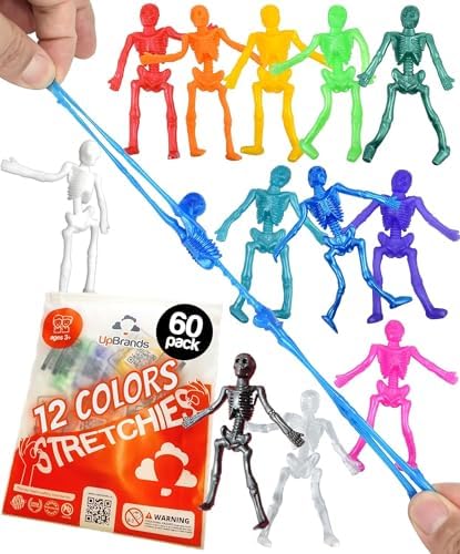 UpBrands 60 Stretchy Skeleton Toys Halloween Favors for Kids Goodie Bags