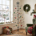 Karl Home 6 ft Wrought Iron Snowflake-Top Ornament Display Tree, Black