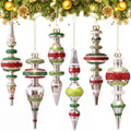 Soulchen 6 Pcs Vintage Glass Finial Christmas Ornaments Boho 6-6.8 Inch
