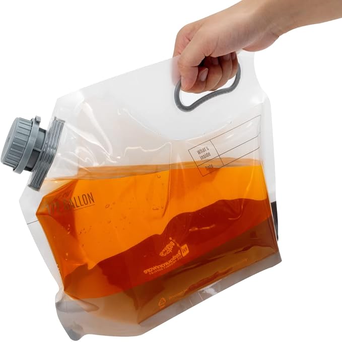 Restaurantware Cater Tek 1/2 Gallon Water Containers 10 Drink Bags - Collapsible Includes Tamper-Evident Caps Clear Plastic Beverage Bags For Catered Events Camping or Hiking Durable Handle