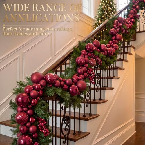 6 ft Christmas Ball Garland, Burgundy