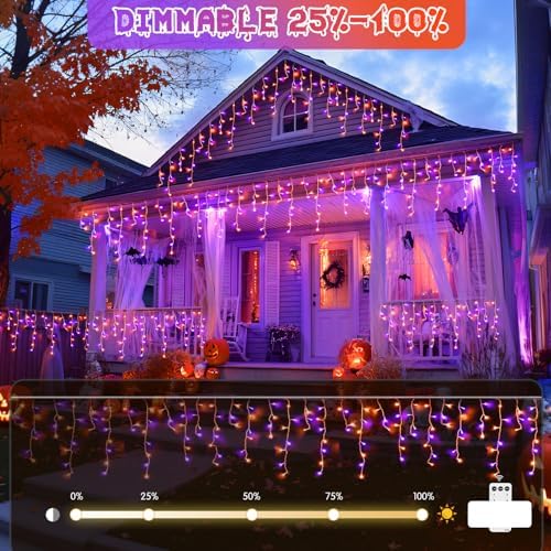 JMEXSUSS Orange and Purple Halloween Lights Outdoor, 400 LED 38.8 FT