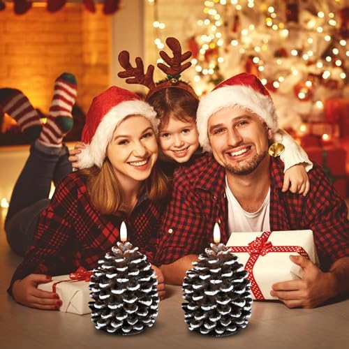 Wondise Pine Cone Flameless Candles with 6H Timer