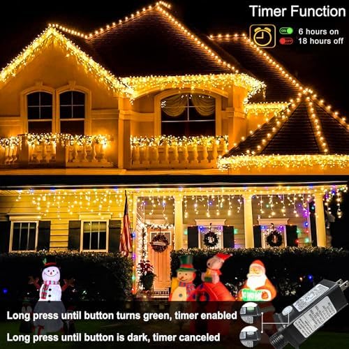Icicle Lights for Outside Christmas Lights Outdoor 66ft 640 LEDs Warm White