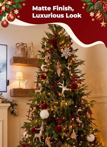 51 Pcs Christmas Velvet Ornament Set – 15 Velvet Tree Balls (3.14") & 36 Vintage Ribbon Bows (6×8") – Xmas Tree Hanging Decorations for Indoor Home Decor Burgundy