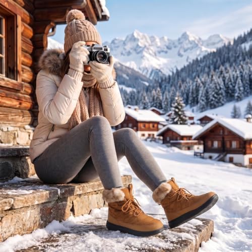 LeIsfIt Women's Winter Boots Faux Fur Lined Warm Ankle Booties
