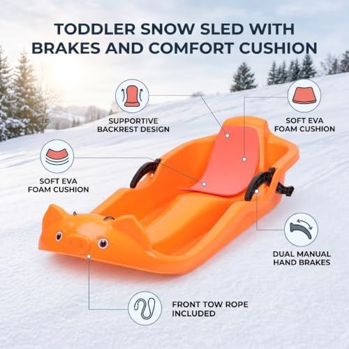 Toddler Snow Sled with Built in Brake System & Backrest
