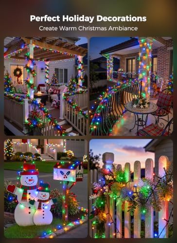 4 Pack 400LED Solar Christmas Lights Outdoor Waterproof, Multicolor 160 FT