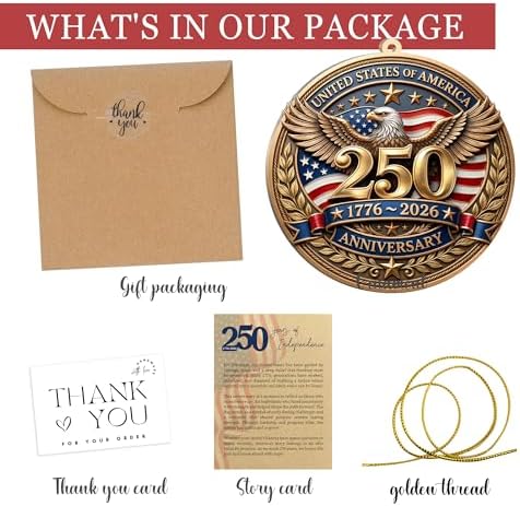 250 Anniversary USA Christmas Ornament, Christmas in July Decorations
