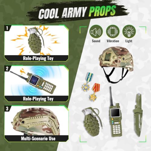 Metemot Army Costume for Boys,13Pcs Military Soldier Boys Halloween Costume