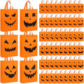 Sanwuta 72 Pcs Halloween Tote Gift Bags 14.9 x 11.8 Large Treat or Trick Pumpkin Reusable Non Woven Candy Goodies Bag for Halloween