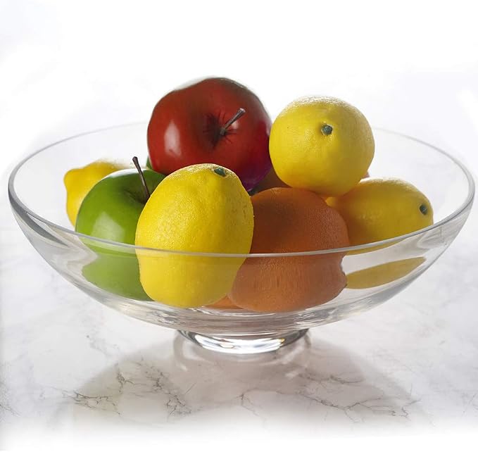CYS EXCEL Glass Decorative Footed Bowl (H:4.5" D:12") | Fruit Display & Terrarium Bowl | Compote Vase & Kitchen Table Centerpiece