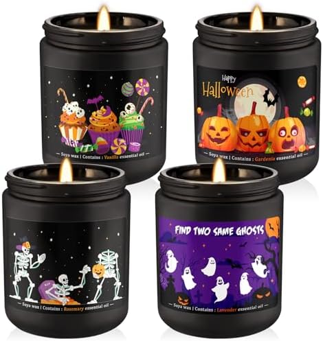 4 Pack 8Oz Halloween Scented Candles for Home Scented Aromatherapy Candles