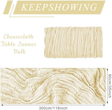 6 Pack Cheesecloth Table Runner 10Ft Christmas Gauze Boho Table Runners for Wedding Decor Bridal Shower Decorations Baby Shower Party(35" x 120")