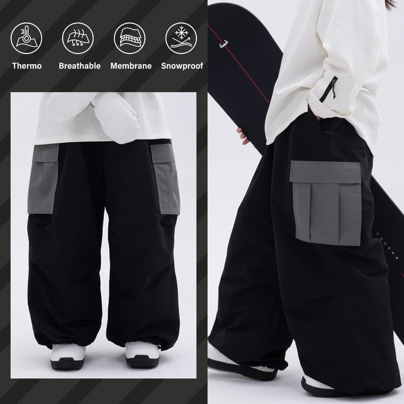 SNOWVERB Loose Fit Snowboard Leopard Ski Snow Baggy Pants for Men and Women