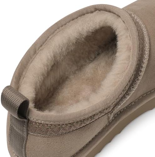 Litfun Genuine Suede Mini Boots for Women Faux Fur Lined Winter Ankle Boots