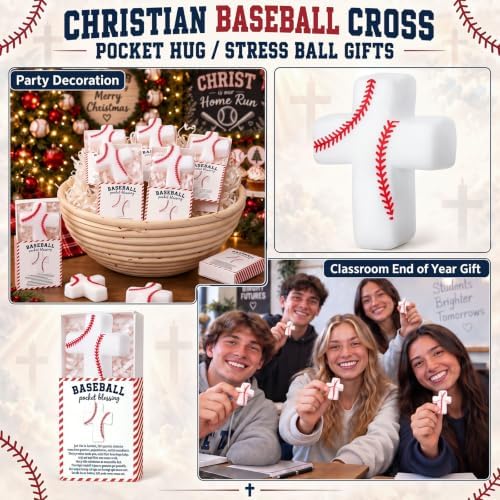 30 Sets Christian Encouragement Gifts Baseball Pocket Cross with Boxes