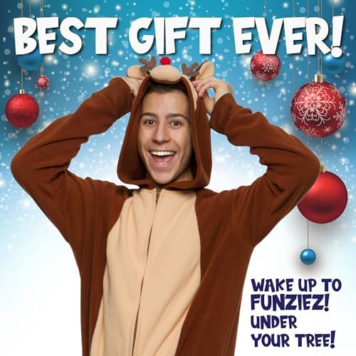 Funziez! Slim Fit Adult Onesie - Animal Costume - Plush Unisex Halloween One Piece Cosplay Suit for Women and Men