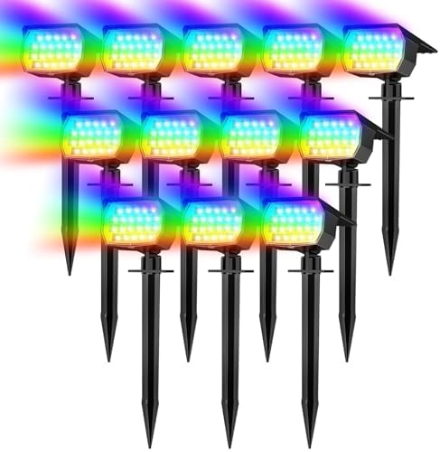 WENATY Solar Spot Lights Outdoor Spotlight Christmas 12 Pack Color Changing