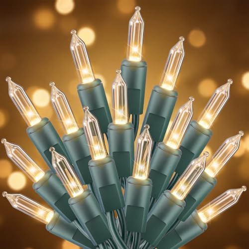 Clear Christmas Lights, 20FT 100 Count Incandescent Mini String Lights, Connectable Waterproof Fairy Light Christmas Decorations for Indoor Outdoor Xmas Tree Garland Garden Patio Party Wedding Decor