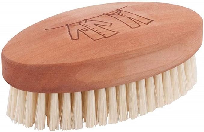 REDECKER Laundry Brush 4-1/2 Inch Natural Pig Bristle Made In Germany - Oiled Pearwood Handle - Laundry Brush For Stains - Wooden Laundry Cleaning Brush