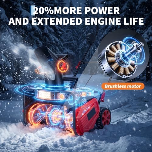 40V Cordless Snow Blower, 20-Inch, 2x4.0Ah Battery & Charger, LED