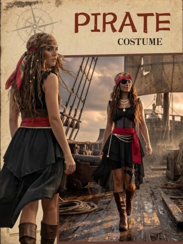 Women's Pirate Costume 10 Pcs Renaissance Halloween Ren Faire LARP Outfit