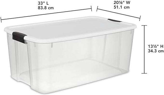 Sterilite 12-Pack Ultra Latching Box, Storage Bins with Lids, Clear Plastic, 116 Quart - Heavy-Duty Organizing Containers for Closet, Bathroom, and Office