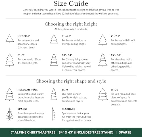 Balsam Hill 7ft Pre-Lit Alpine Christmas Tree - Sparse Artificial Christmas Tree with 300 Clear LED Fairy Lights, Pre-Fluffed Memory Wire Branches & Easy Plug Technology for Small Spaces