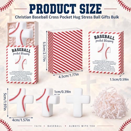 30 Sets Christian Encouragement Gifts Baseball Pocket Cross with Boxes
