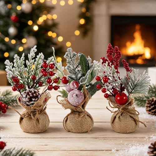 winemana 6 Pcs Mini Christmas Tree Table Decorations Holiday Centerpieces