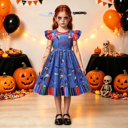 Kids Killer Doll Costume Halloween Killer Horror Doll Outfits Classic Movie Cosplay