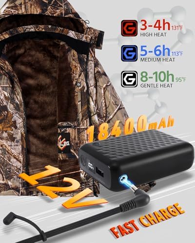 Wulcea Graphene Heated Jacket for Men Fur Lined with Large Capacity Battery Pack