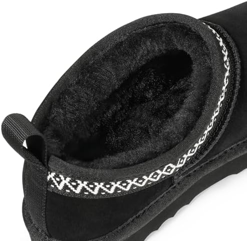 Litfun Genuine Suede Mini Boots for Women Faux Fur Lined Winter Ankle Boots
