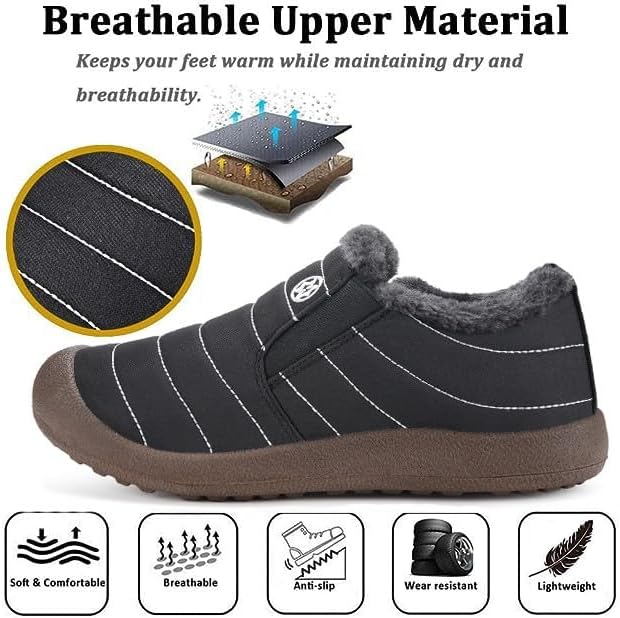 Eagsouni Womens Mens Snow Boots Winter Slip On Shoes
